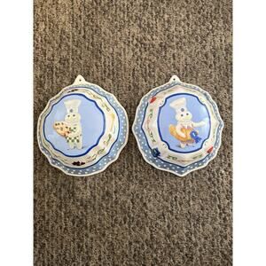 Vtg Rare Complete Set Of 2 Pillsbury Doughboy Kitchen Molds Danbury Mint 2004